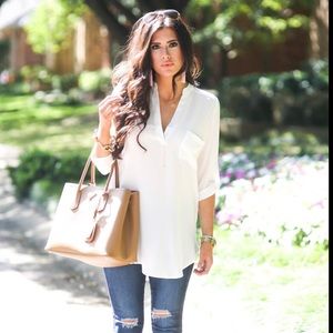 LUSH | White Perfect Roll Tab Sleeve Tunic